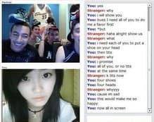 Screenshot di un incontro chatroulette — Chatroulette internazionale su Camyster